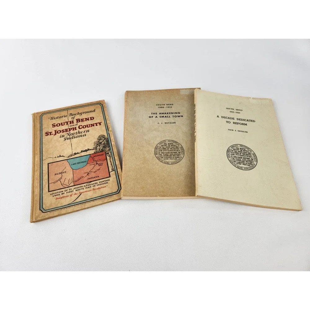 Historical South Bend St Joseph County Indiana Books Detzler Signed Vtg Ancestry